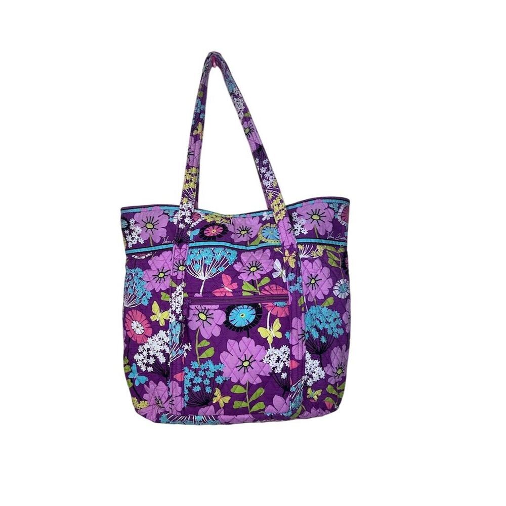 Vera Bradley RARE Flutterby XL Tote Bag Multicolor Floral Design - Picture 2 of 5